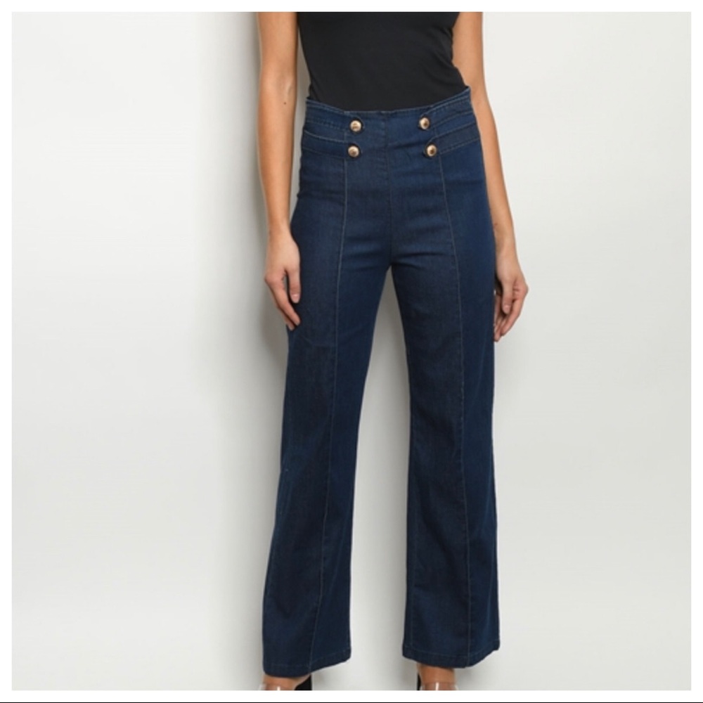 ✨LAST ONE✨BOHO CHIC WIDE LEG JEANS SAILOR PANTS - Picture 2 of 14